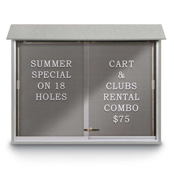 Indoor Enclosed Combo Board, 42"x32", Bronze Frame/Blue & Buff
